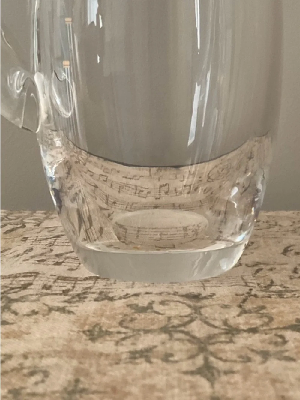 Steuben Signed Crystal Pitcher #8077 Lloyd Atkins Split Handle Art Glass MCM